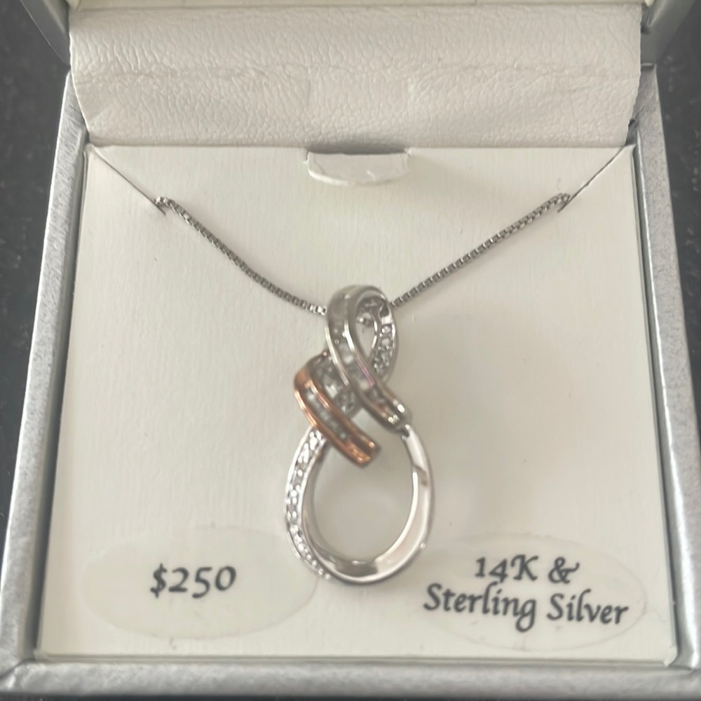 Macy’s 14k & Sterling Silver Bridge Diamond Necklace